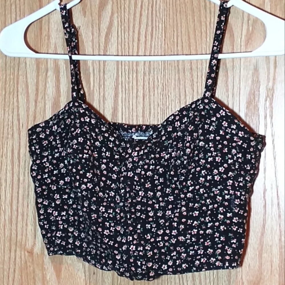Aeropostale Floral Black Crop Top Size XS